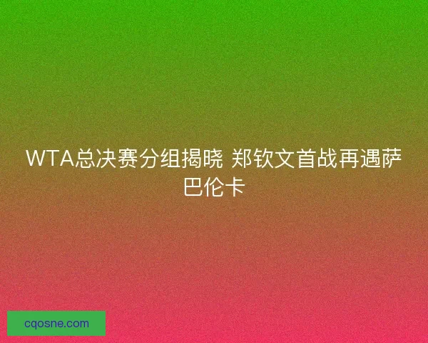 WTA总决赛分组揭晓 郑钦文首战再遇萨巴伦卡